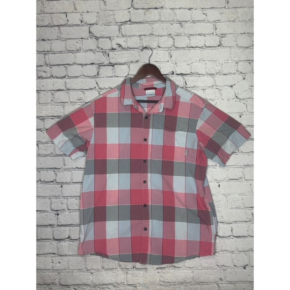Columbia Sportswear Plaid Short Sleeve‎ Button Up Shirt Men's Size L